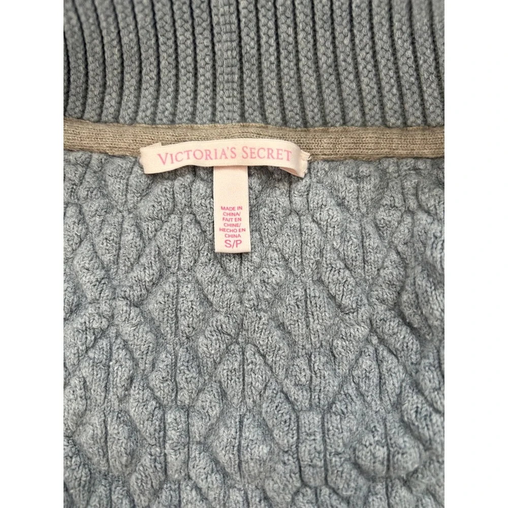 Victoria's Secret Light Gray Cable Knit Shawl Collar Cardigan Sweater Size Small